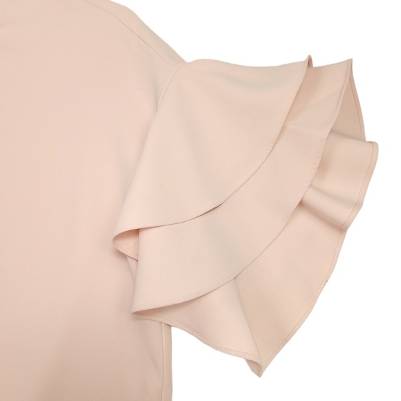 Zara Top Womens M Blush Pink Cropped Ruffle Flutter Sleeve‎ Classic Retro Glam - Picture 4 of 7